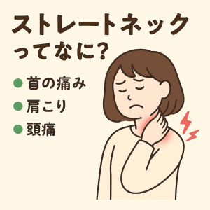 ストレートネックってなに？ ●首の痛み ●肩こり ●頭痛